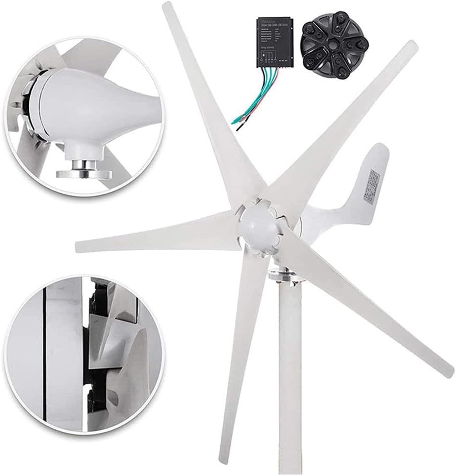 風力タービン、5枚羽根最大出力風力発電機キット風力ブレードコントローラー充電ジェネレータ、24V(12V)