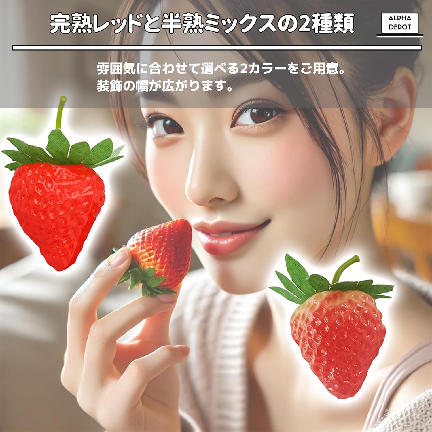 Alpha Depot Strawberries Food Sample 50pcs Strawberry Display Fake Fruit Realistic Model (Complete Red)