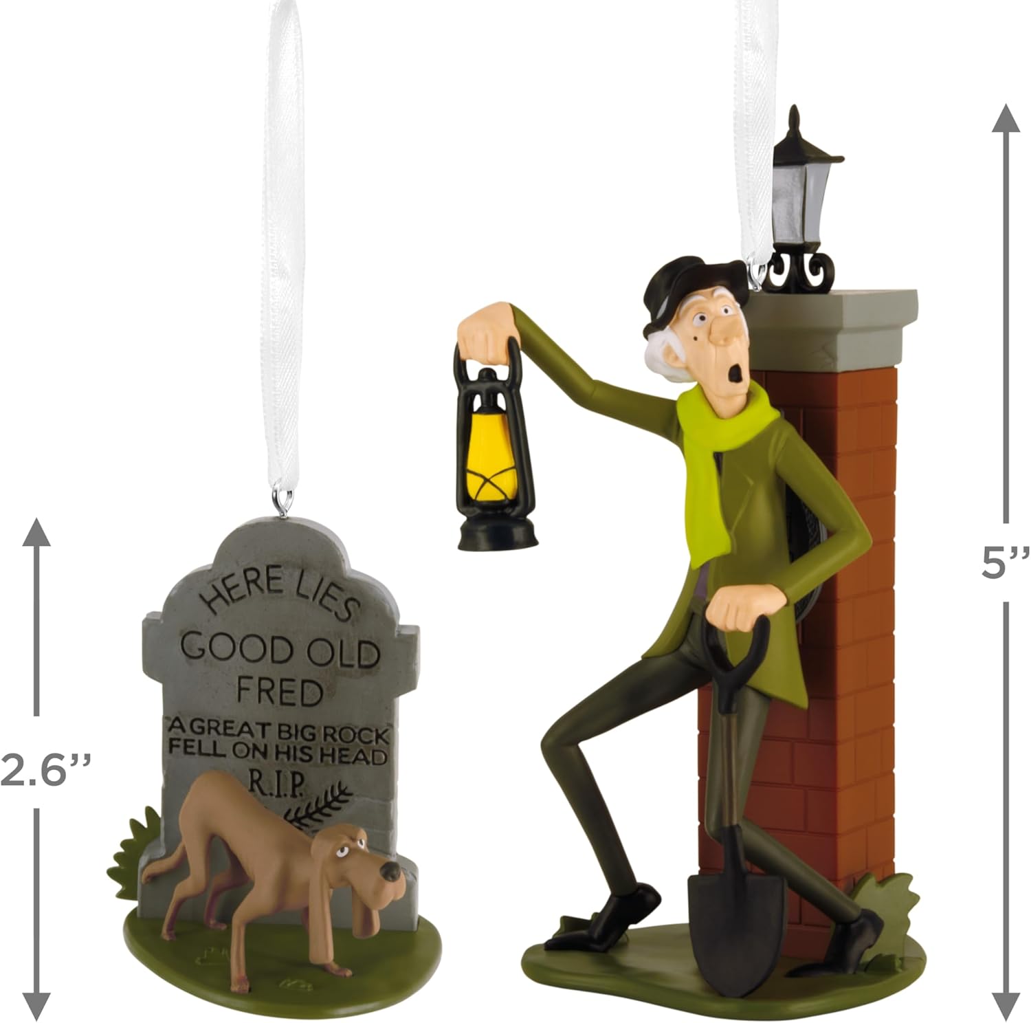 Hallmark Adornos de Navidad, Disney The Haunted Mansion Caretaker y adornos para perros, juego de 2, regalos para fanáticos de Disney