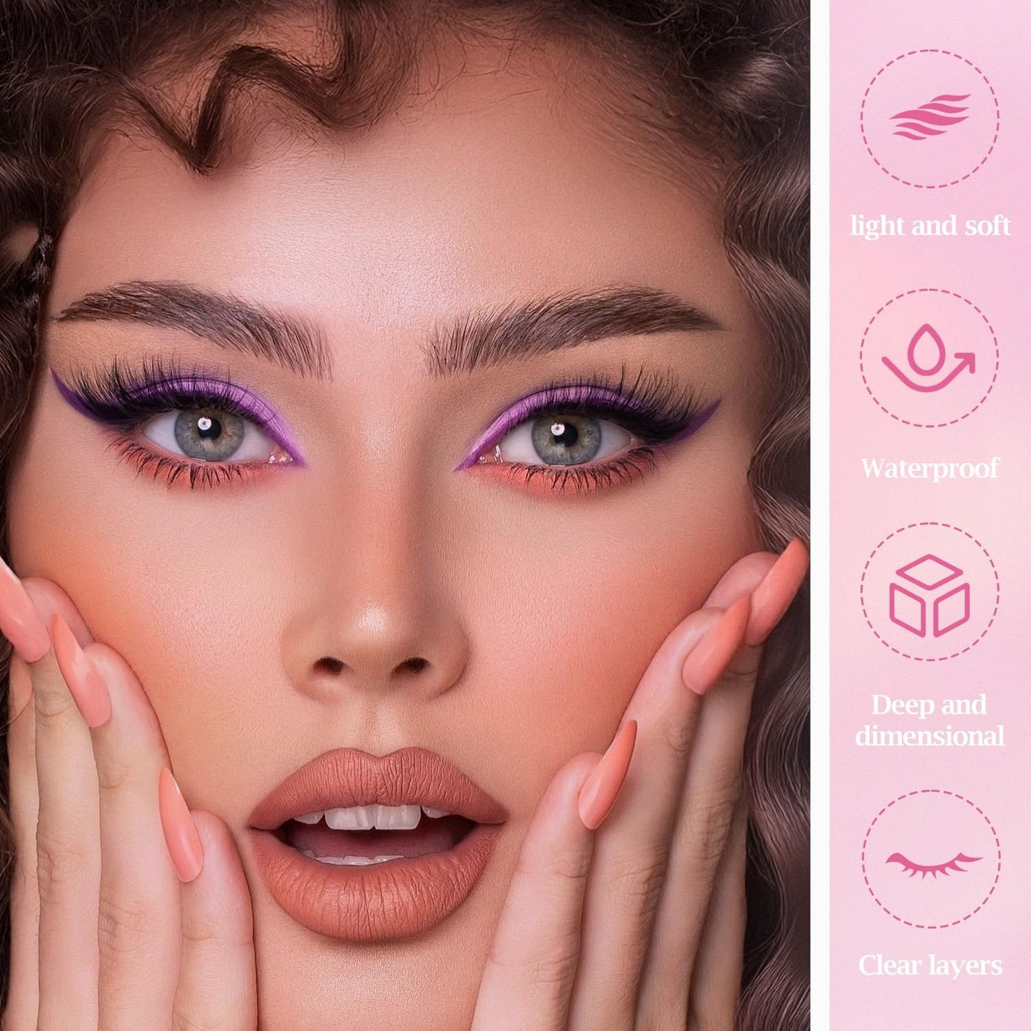 WALWAL False Eyelashes - Natural Curly 3D Volume Fake Mink Eyelashes, Perfect for Cat Eye Makeup! Fluffy, Light and Attractive (Half Eyelash Style C, 10 Pairs)