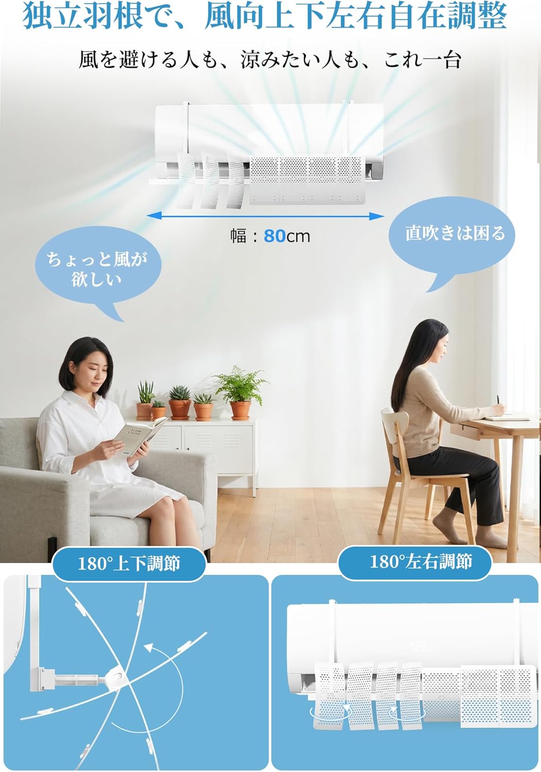 Air Conditioning Windshield, Air Conditioner Wind Shield Cover, Change Wind Direction Up/Down 180°, Wind Direction Adjustment Plate, 7 Louver Design, Adjustable Air Flow, Direct Wind