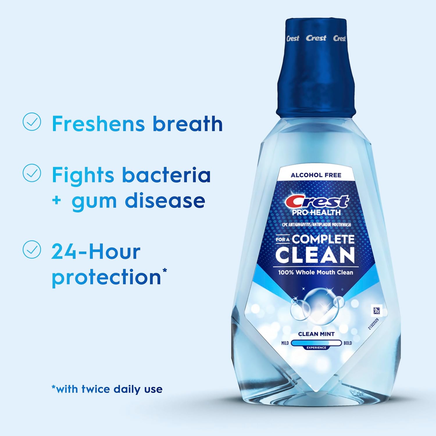 Crest Pro-Health - Enjuague bucal multiprotección con CPC, menta limpia, 1 litro (33.8 fl oz), enjuague bucal Crest para tratamiento de gingivitis