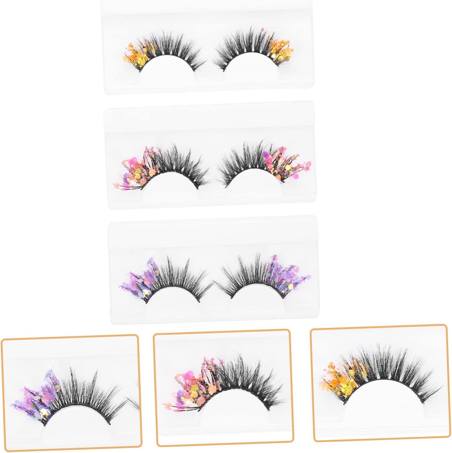 3 Pairs Fluorescent False Eyelashes Cosplay Eyelashes Lashes Costume Dramatic Eyelashes Fluffy Eyelashes False Eyelashes Natural Look Fiber
