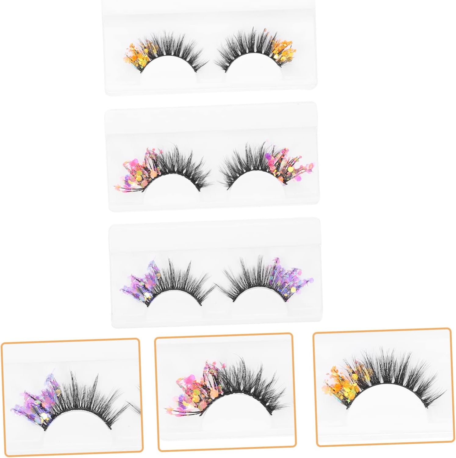 3 Pairs Fluorescent False Eyelashes Cosplay Eyelashes Lashes Costume Dramatic Eyelashes Fluffy Eyelashes False Eyelashes Natural Look Fiber