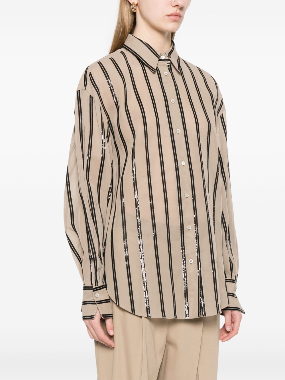 Brunello Cucinelli Striped Cotton Shirt - Image 3