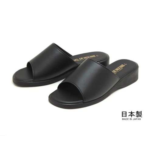 Women's Sandals Made in Japan Plain Open Toe Low Heel Black