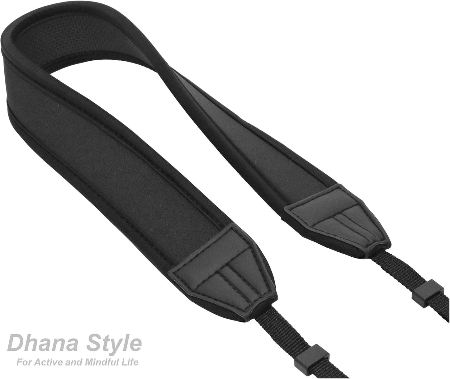 カメラ ネック ストラップ 一眼レフ ・ ミラーレス・ コンパクト カメラ用 クッション性 ネオプレーン 素材 で肩への負担を軽減 シンプル ブラック