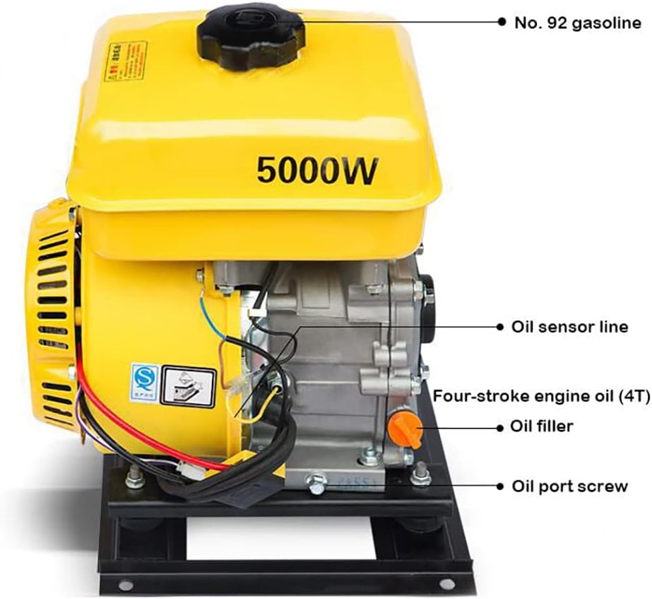 Electric Car Gasoline Generator, Range Extender Electric Start Automatic Frequency Conversion Tricycle Generator 5KW (48V, Integrated Tank)