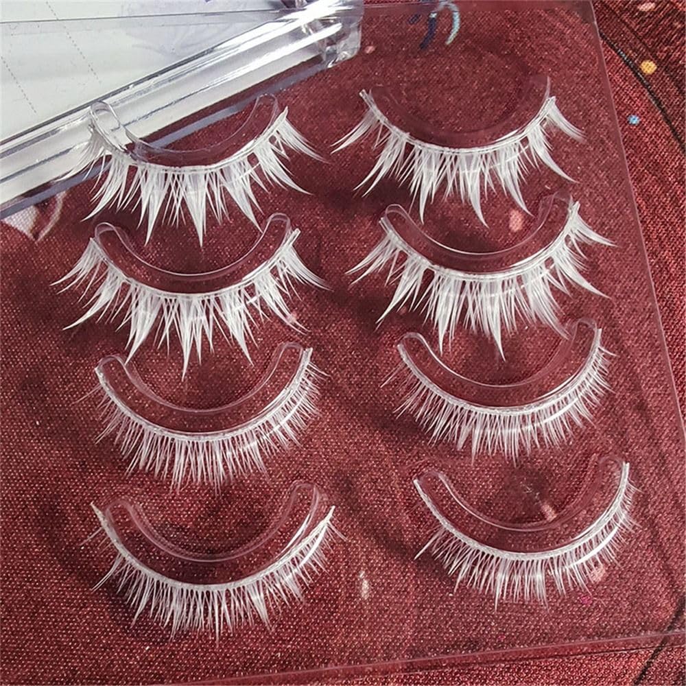 White False Eyelashes for Cosplay White False Eyelashes Natural False Eyelashes White Cartoon False Eyelashes Halloween Cosplay Costume Party Reusable Anime False Eyelashes (W-11)
