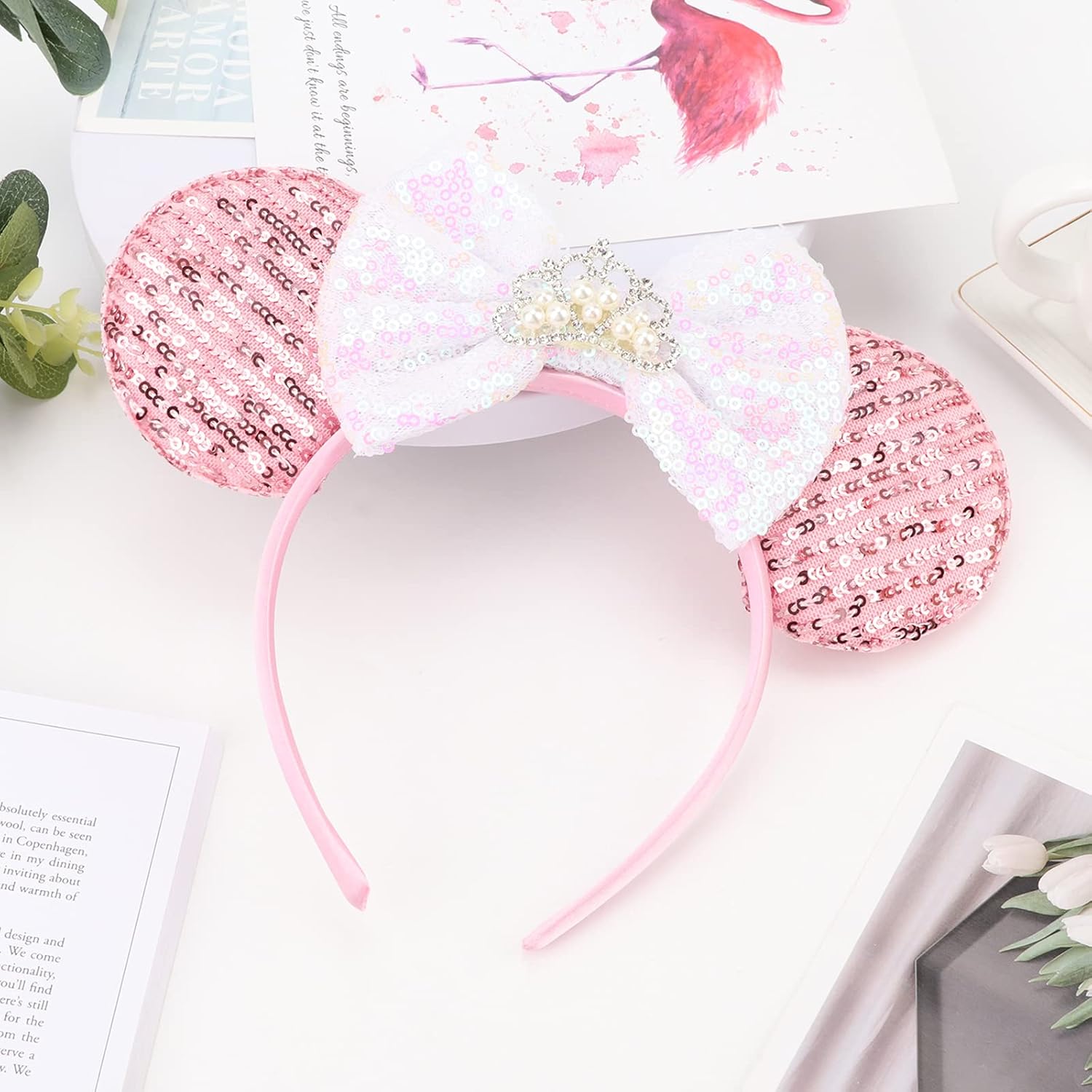 DRESHOW Mouse Ears Bow Headbands Sequins Party Decoration Cosplay Costume for Women