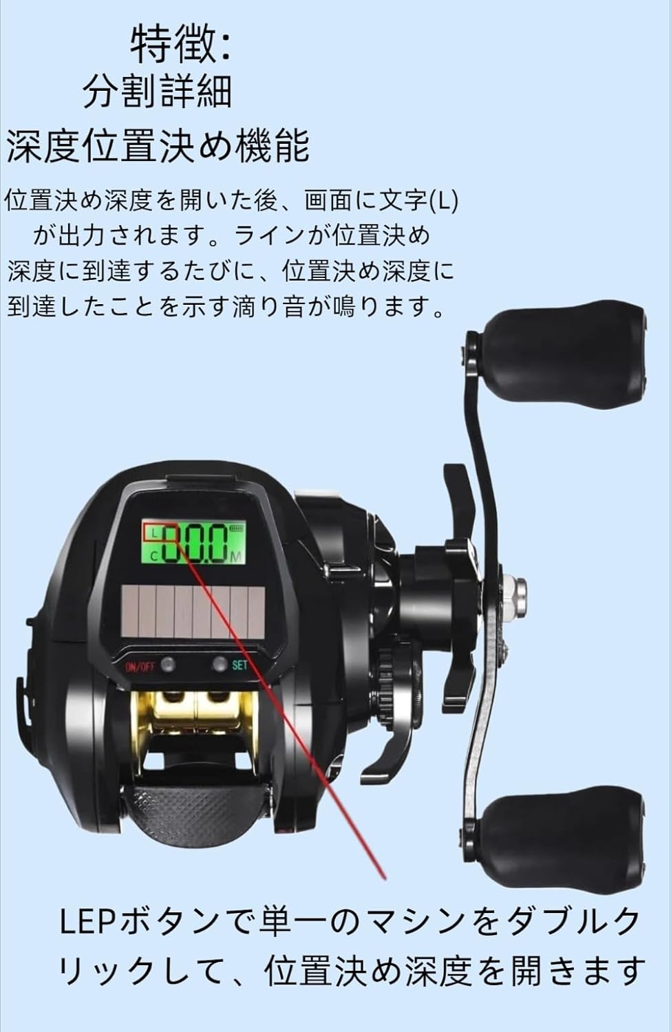 VoyageView電動ベイトフライフィッシングリール、デジタルディスプレイ、スムーズな巻き取り、軽量、高抗力、USB充電式、ソーラーパワー、左/右ハンドル、最大抗力10kg、ギア比7.2:1、超スムーズ、海水釣り用高速ベイトリール [並行輸入品]