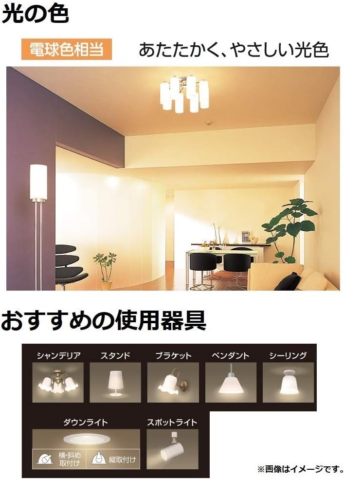 Panasonic LED Light Bulb, Base Diameter 1.02 inches (26 mm), 60W Bulb Equivalent, Warm White (8.4W), General Bulb/T-Type, Compatible with Sealed Fixtures, LDT8LGST6