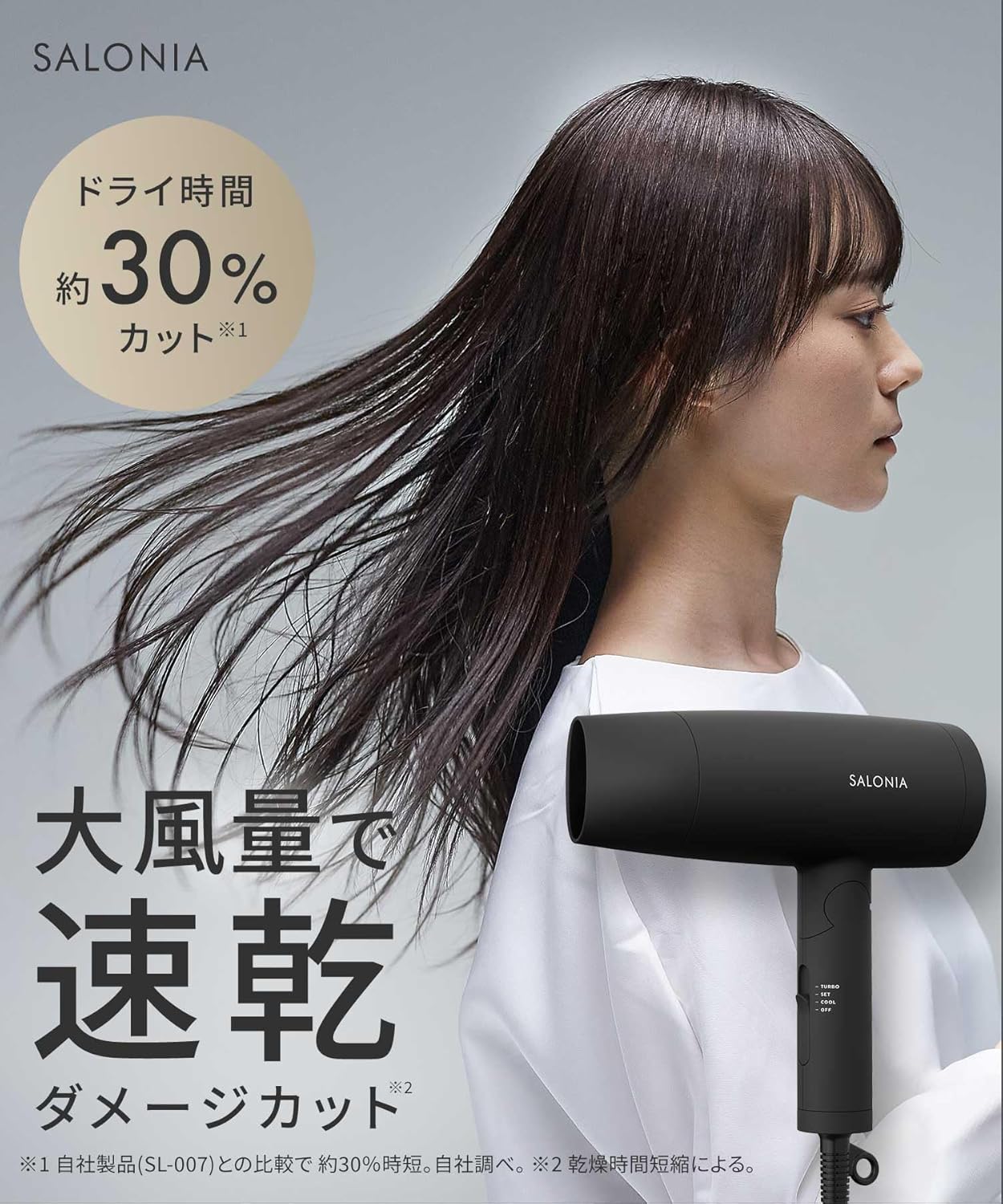 Salonia SL-013ABE Speedy Ion Dryer, Large Airflow, Quick Drying, Lightweight, Negative Ions, Hair Dryer, Beige [Exclusive]