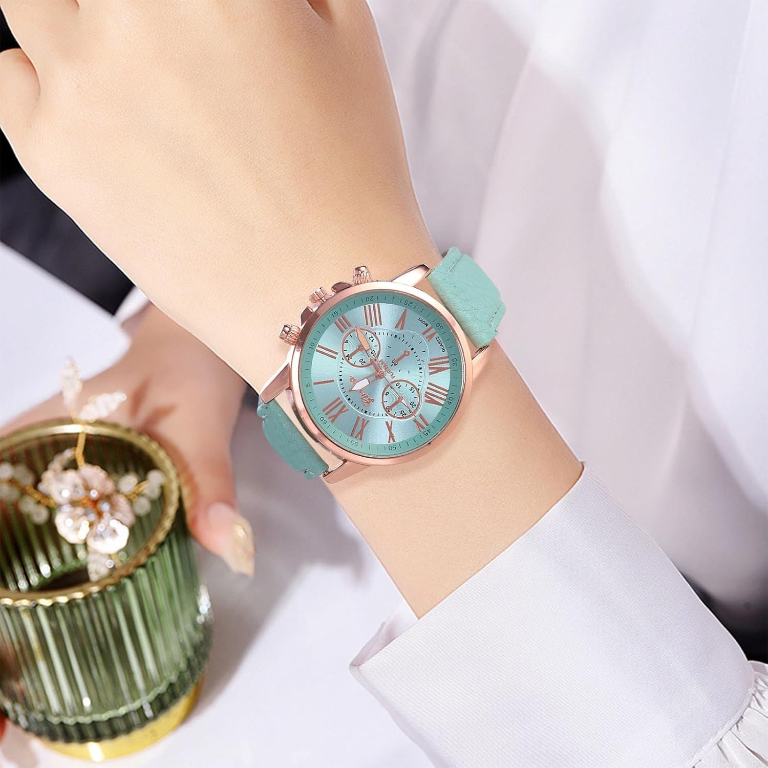 YAMAGW (Hot selling) Chronograph, Round Design, Analog Arm, Watch, Faux Leather Belt, Fashion, Accessories, Formal, Casual, Business, Men's, Women's, Men and Women