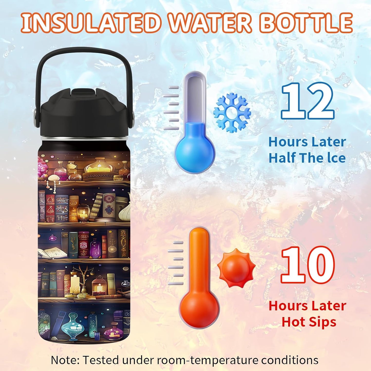 Regalos para amantes de los libros, botella de agua de 16 onzas con tapa con popote para niñas, vaso de libro para amigos, regalos de cumpleaños para mujeres, lectores, bibliotecaria, accesorios de