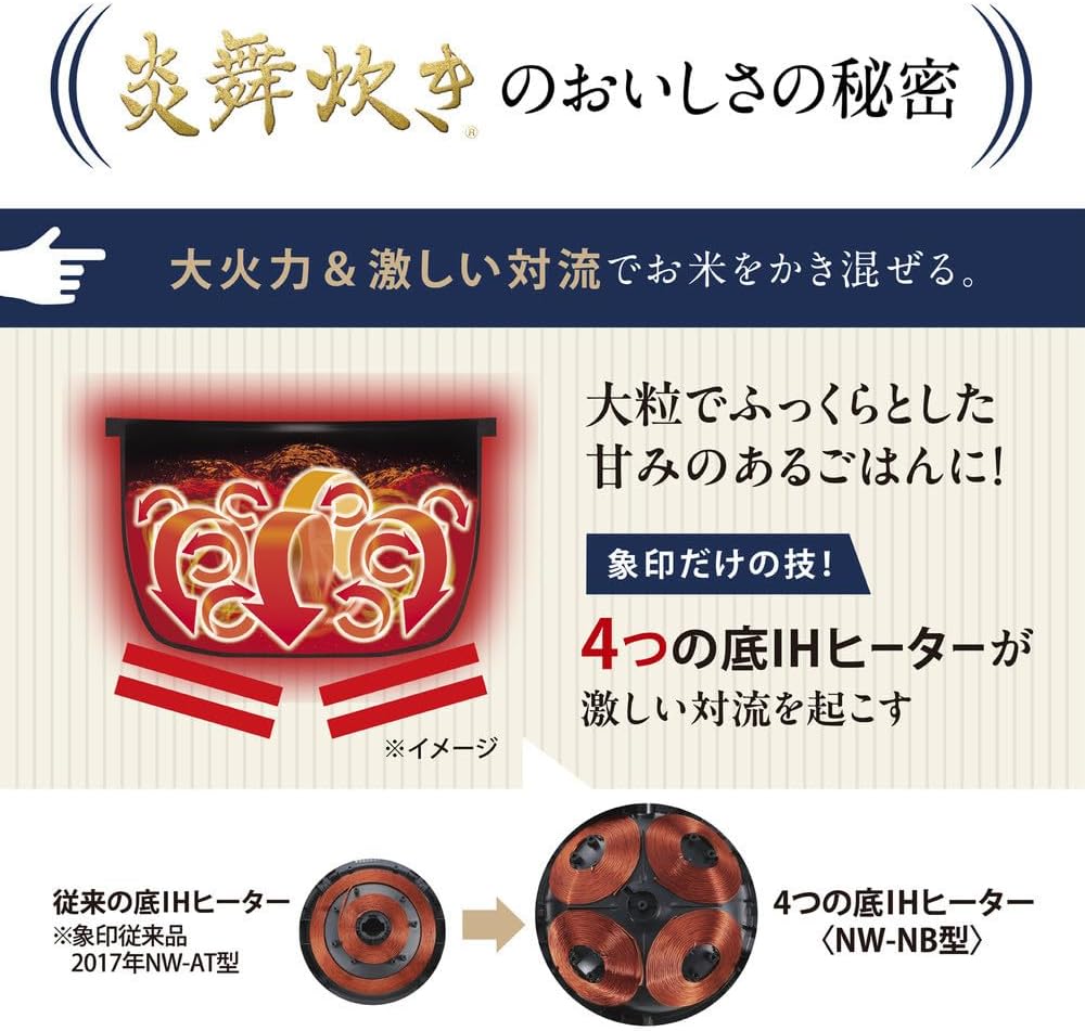 Zojirushi (象印マホービン) Rice Cooker 5.5 Cups Flame Dance Cook Slate Black NW-NA10-BZ