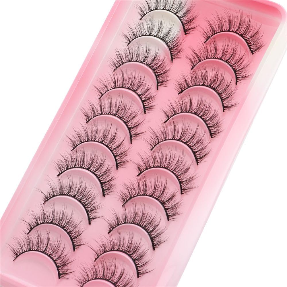 Cartoon Eyelashes Whispy Mink Lashes Dramatic Cat Eye Makeup Pointed False Eyelashes Anime Eyelashes 10 Pairs