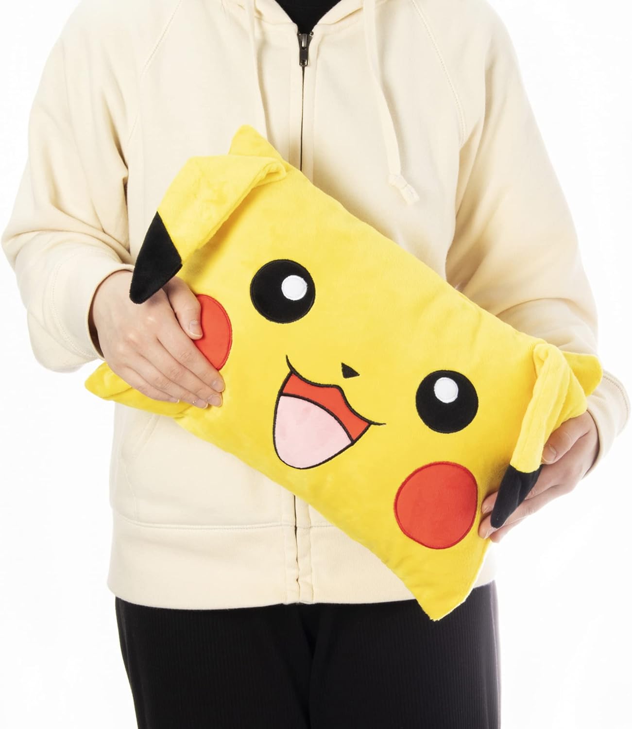 MORIPiLO Pokemon Pikachu Face Die-Cut Pillow, Small Size, Skin Friendly Micro Fabric, Goods, Plush Nap Pillow, 11.0 x 15.4 x 3.9 inches (28 x 39 x 10 cm), Yellow, Character Pillow Morisita