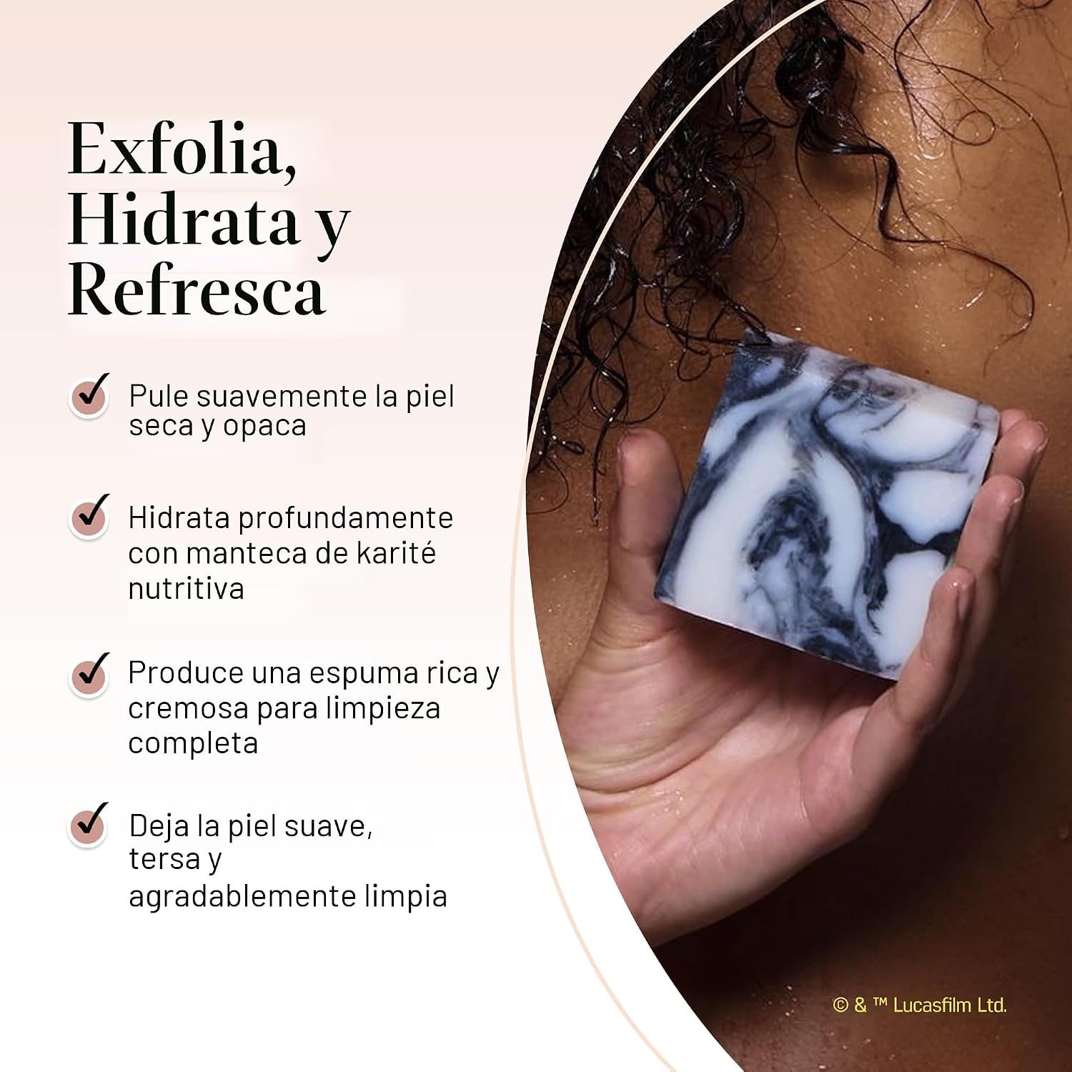 Kitsch Jabón corporal exfoliante de manteca de karité x diseño de Stormtrooper de Star Wars, jabón en barra hidratante y barra de jabón suave, hidrata, suaviza y calma la piel, sin parabenos, silicona