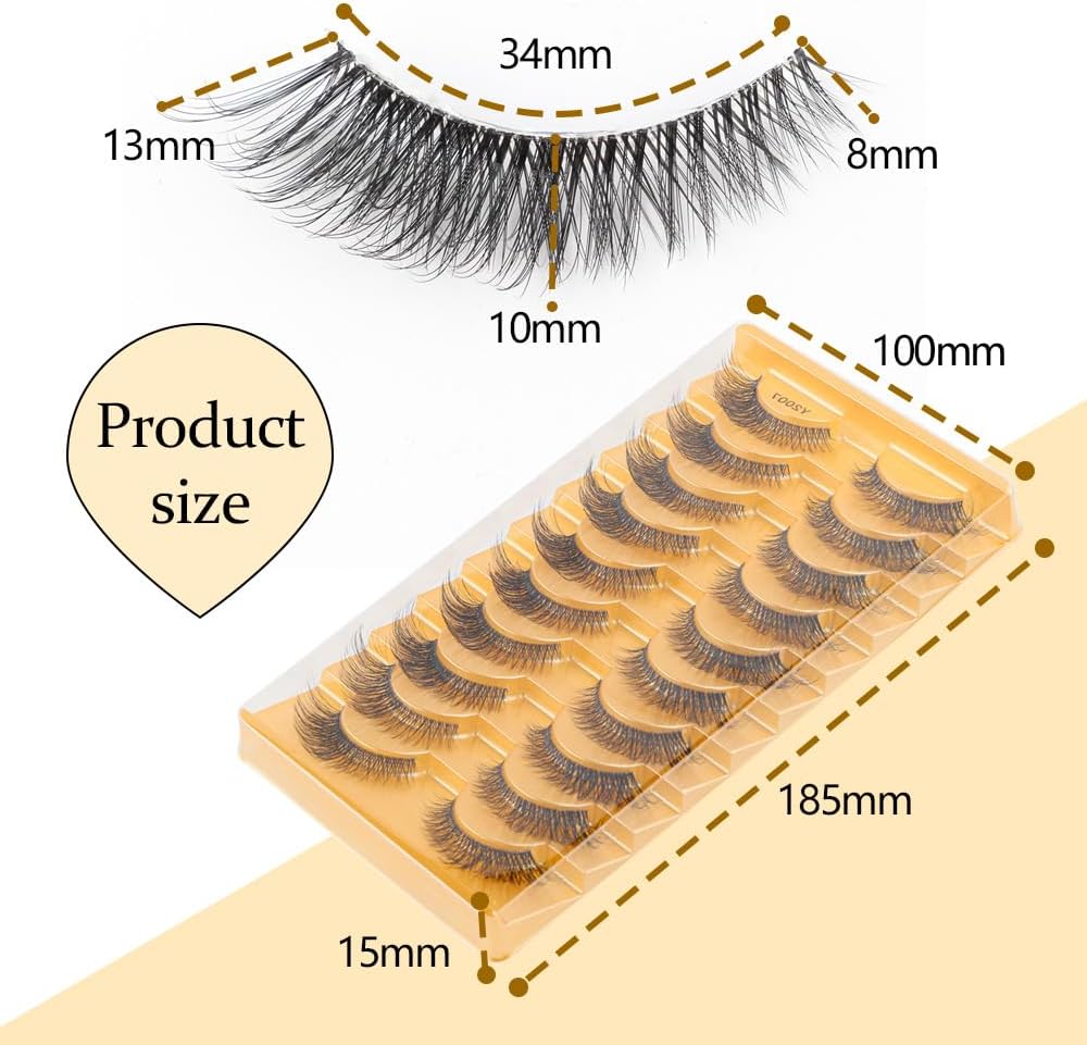 10 Pairs Transparent False Eyelashes Fake Mink Eyelashes Thick Soft Handmade Stage Daily Makeup Long Eyelashes (Y2007)