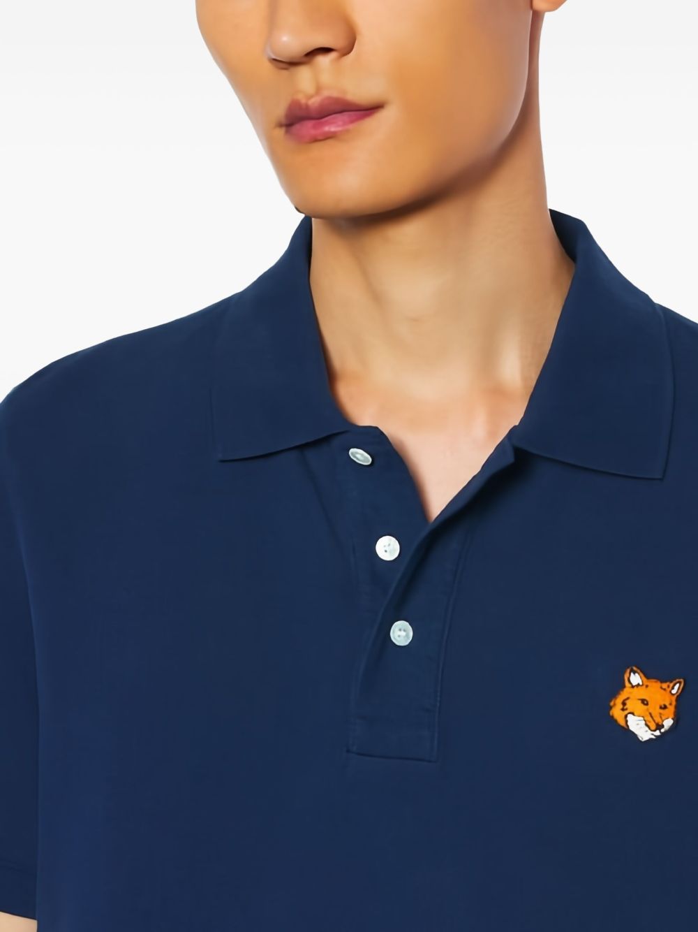 Maison メゾン キツネ フォックス ヘッド コットン ポロシャツ - Image 3