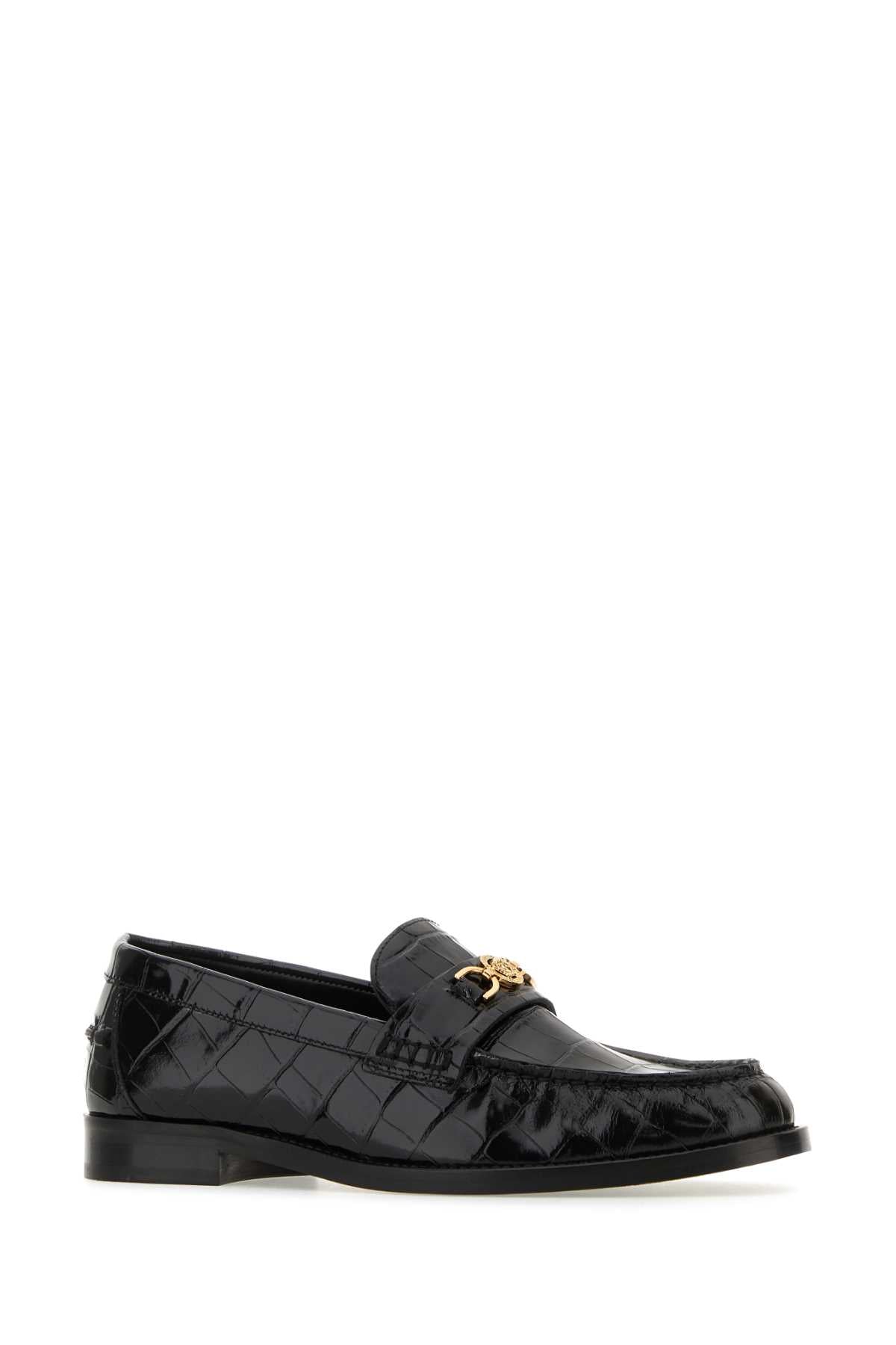 Versace ヴェルサーチブラックレザーメデューサ95ローファー - Image 3