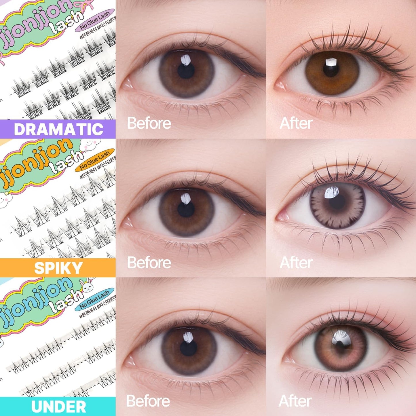 [ICLIONE] jjonjjon lash False Eyelashes, No Glue Required for Portions (VOLUME)