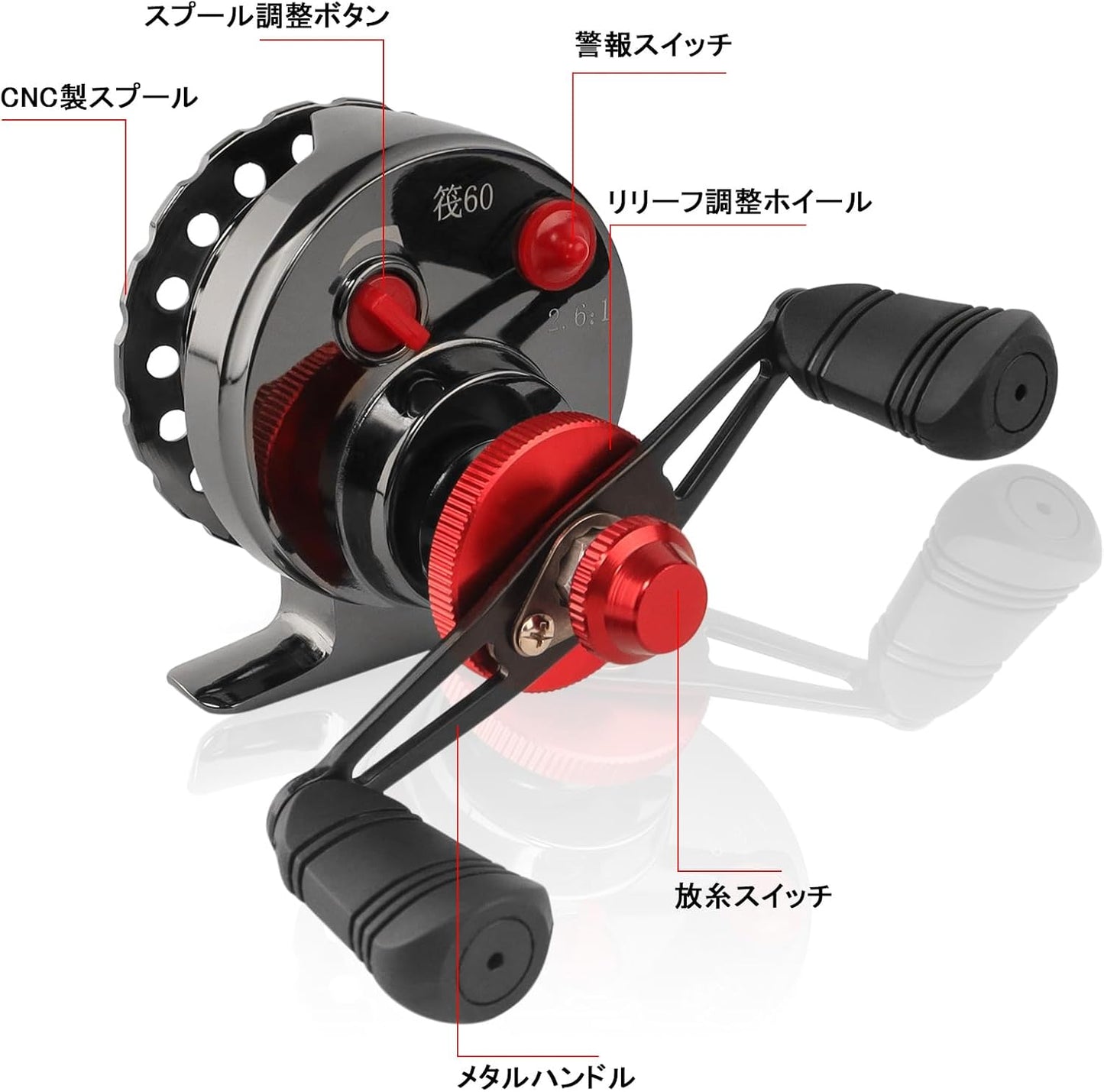筏 リール チヌリール カセ釣り イカダリール 落とし込み 筏釣り 磯釣り 2.6:1ギア比 7+1BB 真鍮製ギア 全金属製 軽量150g 前打ち ちょい出し機能付き 左/右巻き