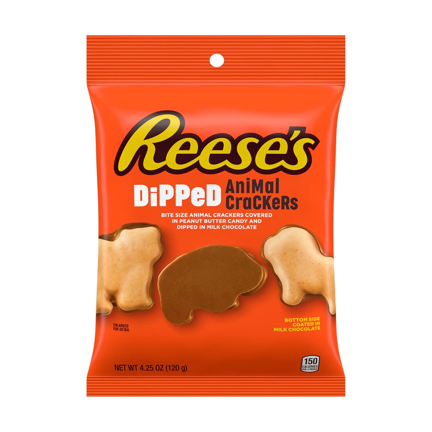 REESE'S Bolsas de chocolate y mantequilla de maní bañadas en caramelos de galletas de animales, 4.25 onzas (12 unidades)