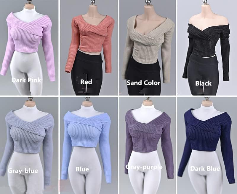 1" 6 Size Women's Clothes, Women's Sweater Outerwear Wide Neck Pullover Outfits 12" PH TBL JO Women's Action Doll Outfits (Nendor)