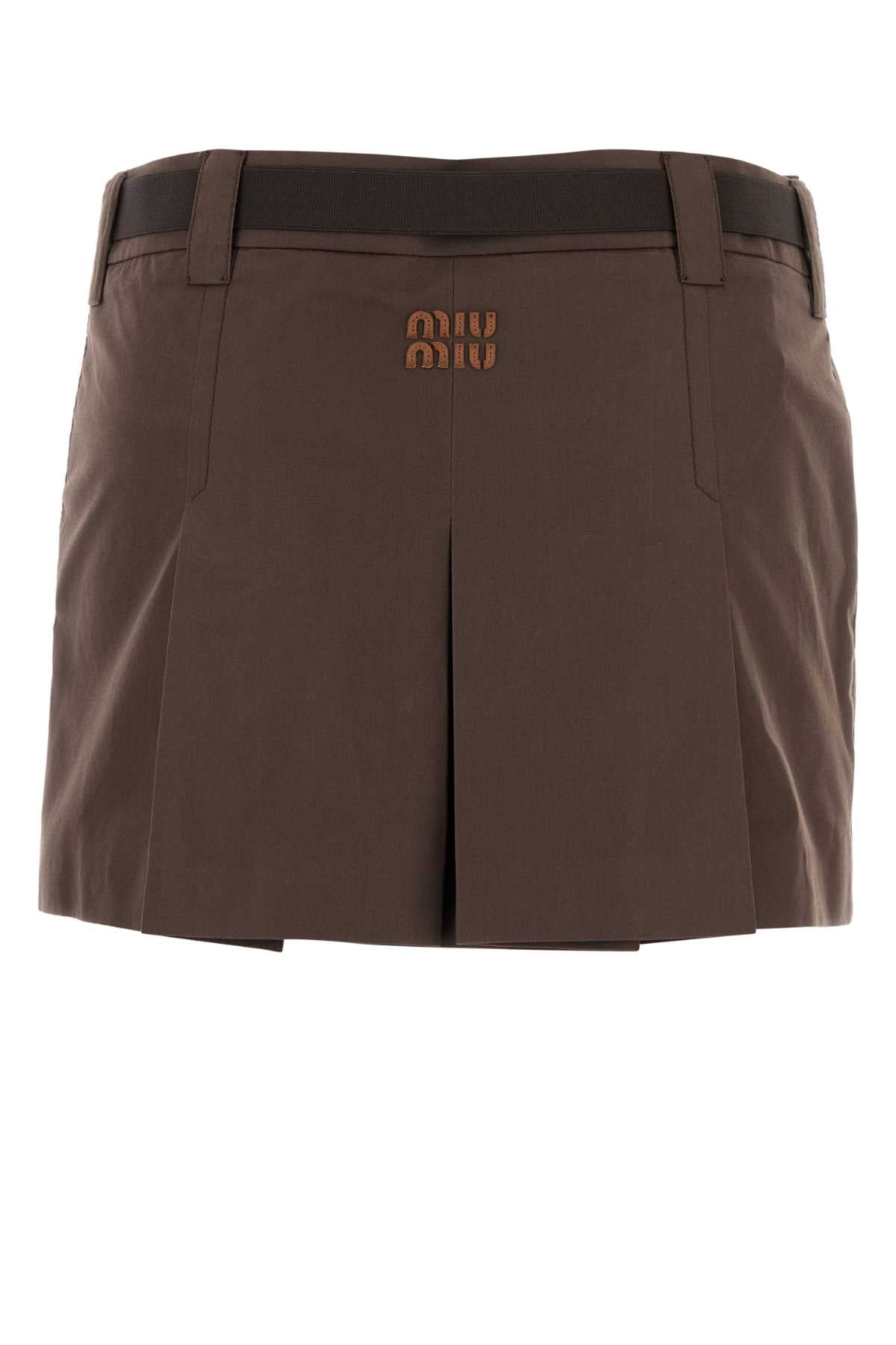 Miu Miu Miu Brown Cotton Blend Mini Skirt - Image 3