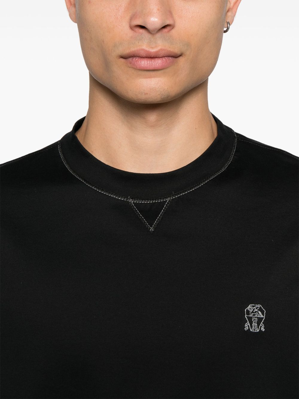 Brunello Brunello CucinelliロゴコットンTシャツ - Image 3