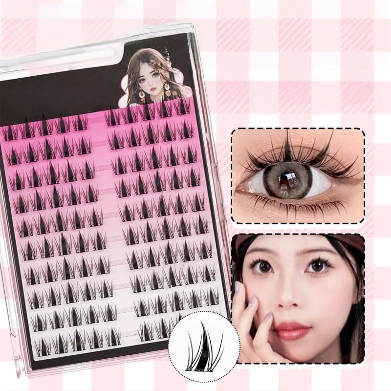 100 Pairs Large Capacity False Eyelashes, Cute, Three-Dimensional, Partial False Eyelashes with Glue, Bunchy, Popular, Beginner, Durable, Eye Makeup, Natural, Lightweight, Comfortable, Travel and
