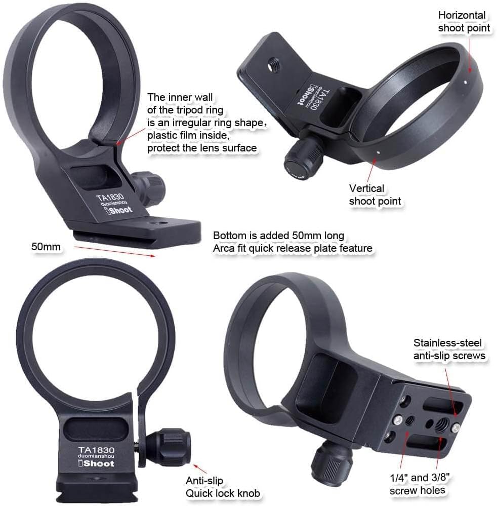 Camera Ring Tripod, Lens Support Collar, Lens Bracket Collar, Tripod Socket, Tripod Mount Ring, Compatible with Tamron 18-300mm f/3.5-6.3 Di III-A VC VXD B061 X/E Mount, Bottom Quick Release Plate