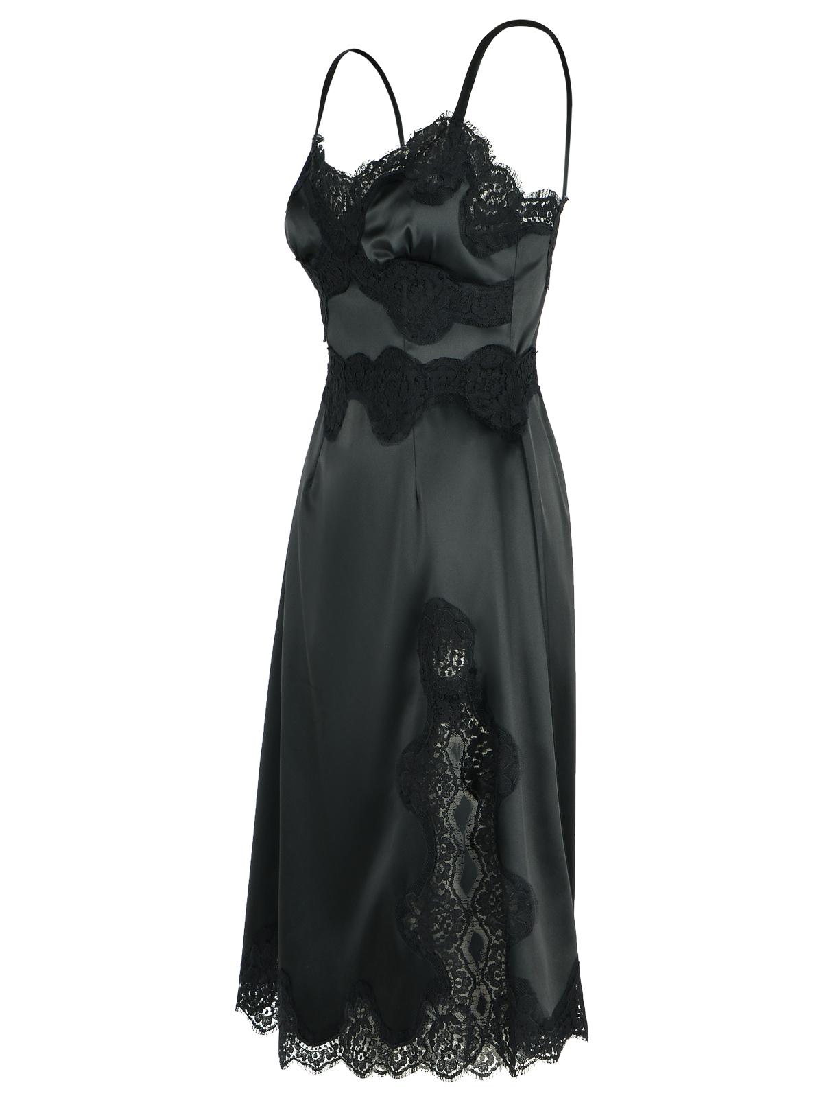 Dolce  Gabbana ドルチェ＆ガッバーナブラックコットンブレンドスリップドレス - Image 3