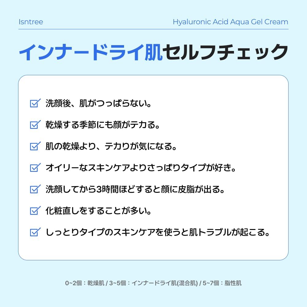 ISNTREE Is and Tree Hyaluronic Acid Aqua Gel Face Moisturizer 80ml (2.71 fl oz) | Facial Night Gel Cream Day Cream with 4 Hyaluronic Acid | Deep Moisturizing, Skin Protection, Nourishes Dry &