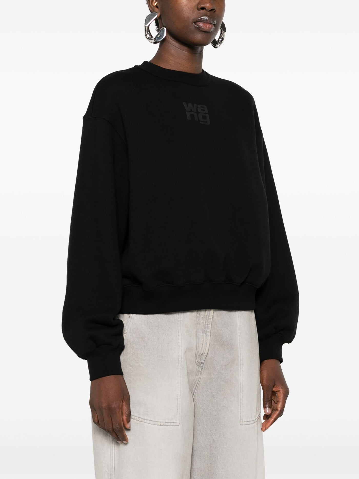 Alexander Wang アレクサンダーワンエッセンシャルテリークルースウェットシャツw/パフペイントロゴ - Image 3