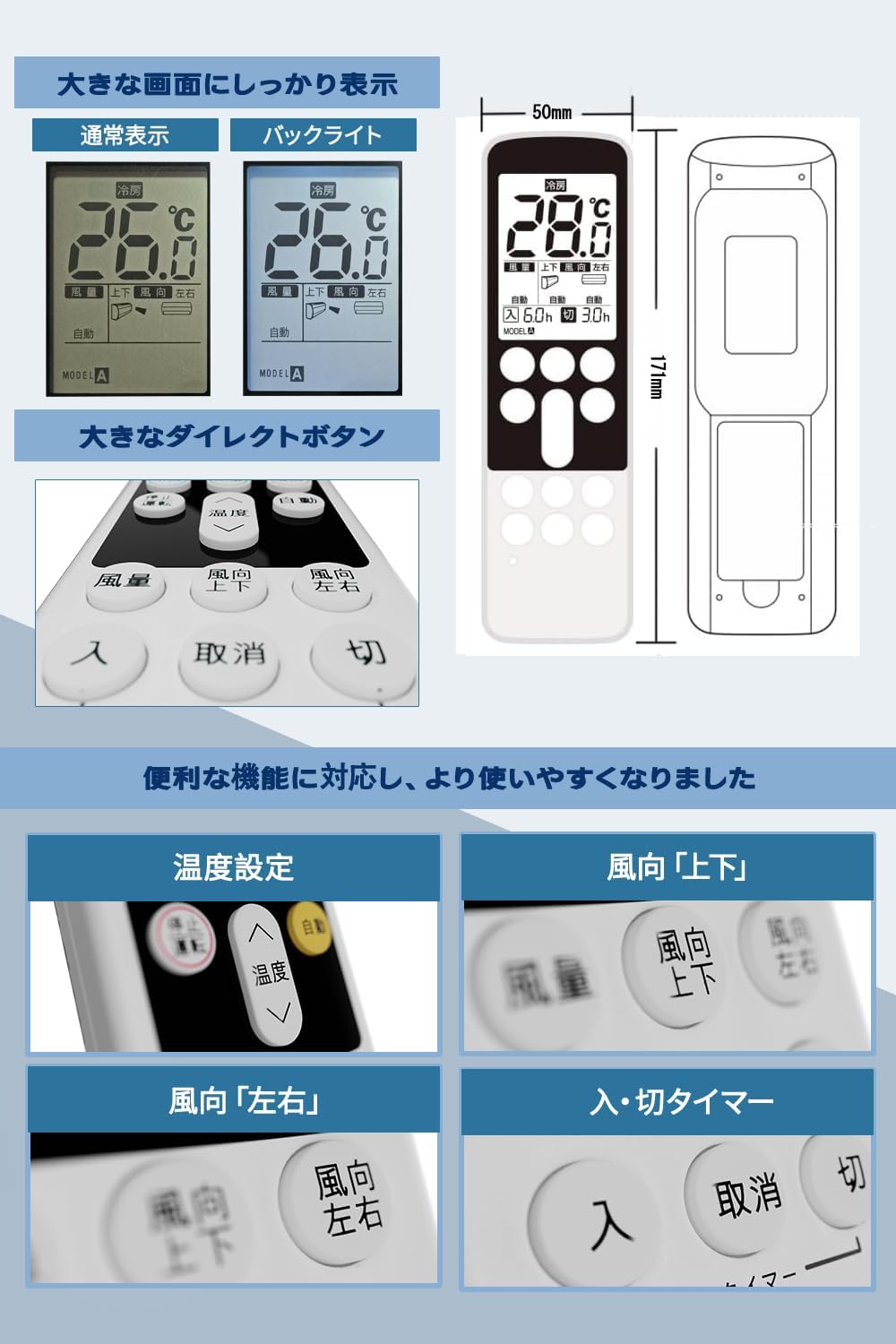 Panasonic Air Conditioner Remote Control for Home Use, No Settings Required, Easy Remote Control, Comes with Backlight Function for Convenient Operation at Night, Compatible with 2000-2022, Japanese