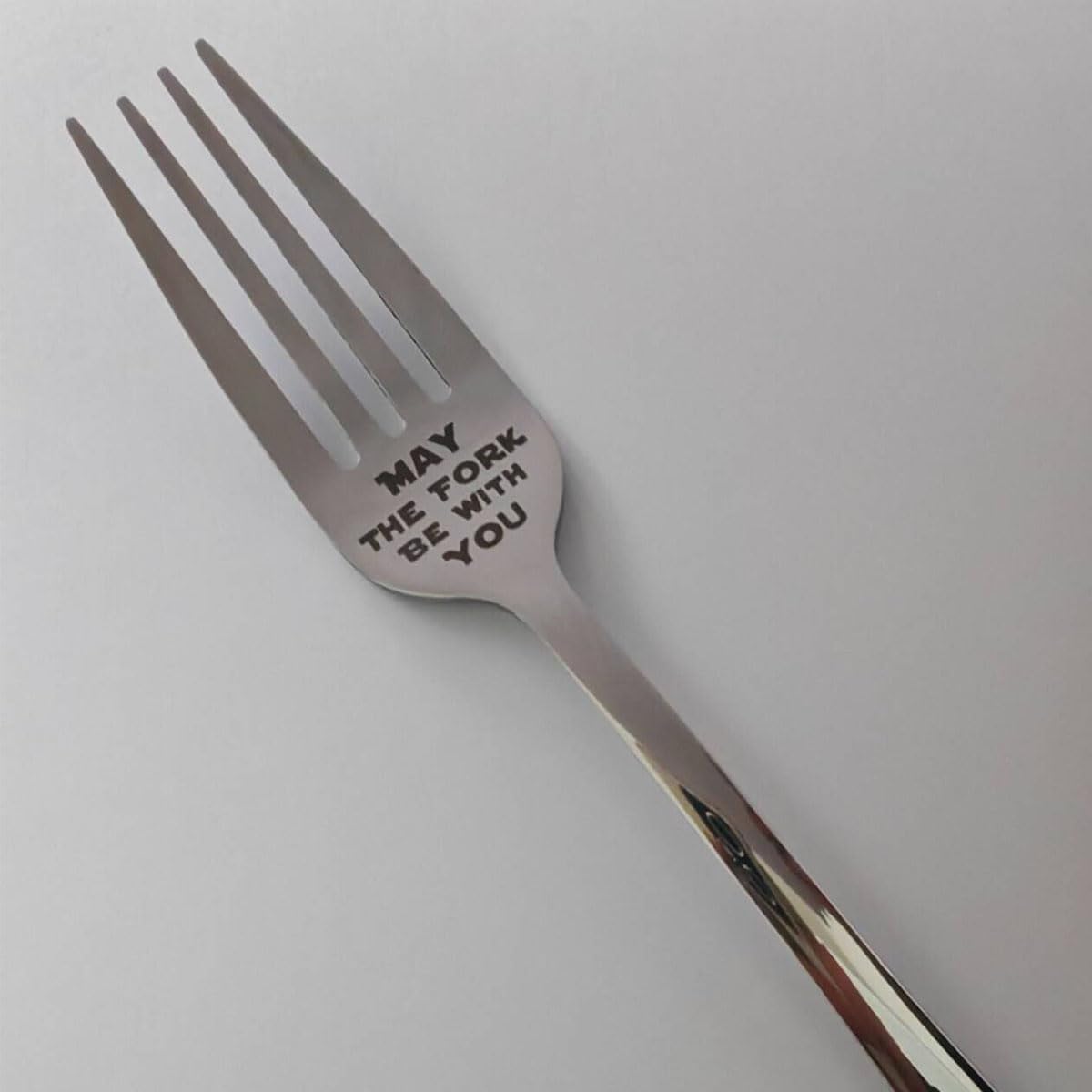 May The Fork Be with You - Regalos para los fanáticos de StarWars Tenedor de acero inoxidable grabado con láser, regalos para el Día de la Madre del Padre