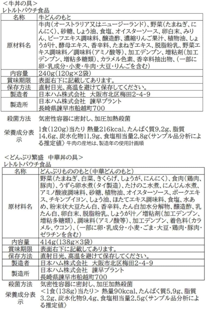 Nippon Ham, Room Temperature, Retort Food Set, Assortment, Sending, Rolling Stock (Donburi Set)