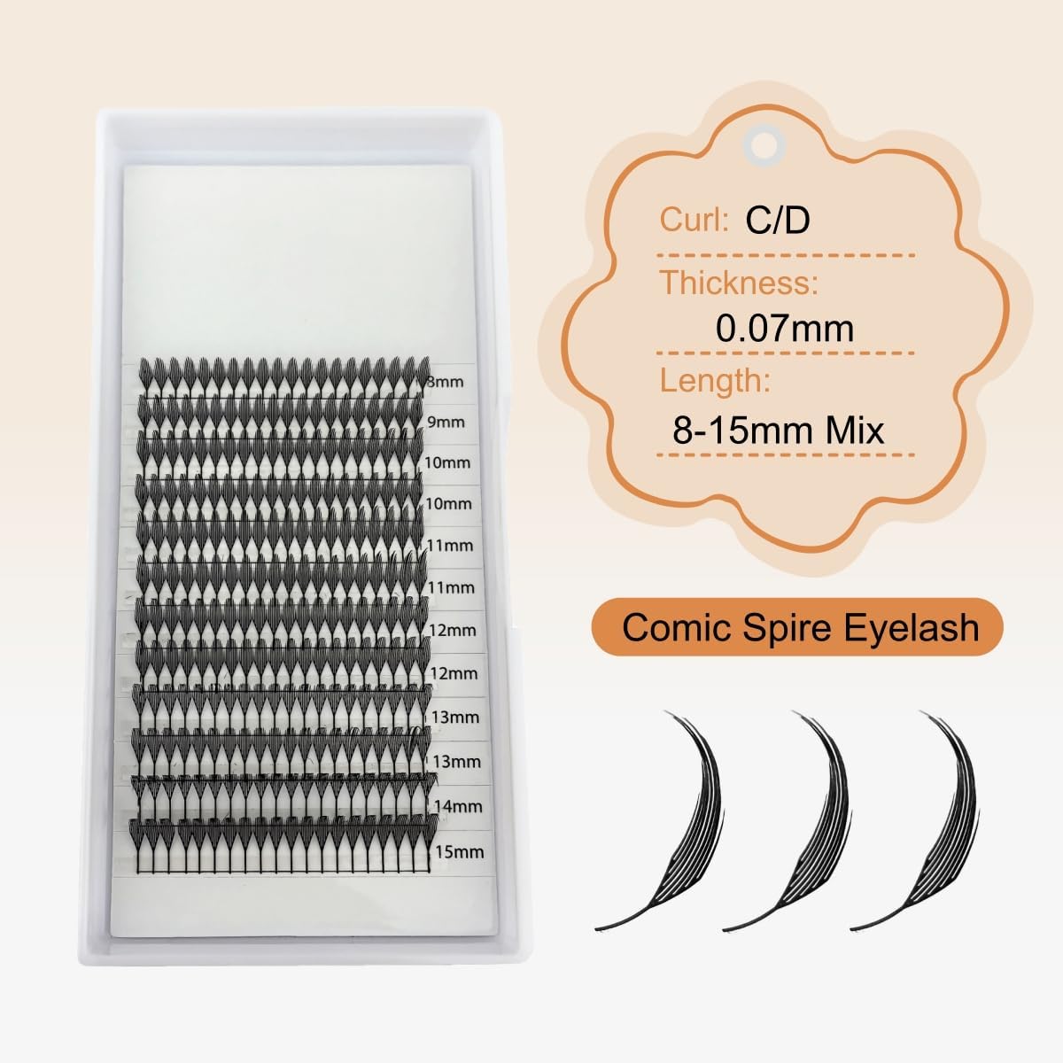 Eyelash Extensions 3 Box Cartoon Style False Eyelashes C D Curl 0.07mm 0.07mm 8-15mm Feathers Shape Cartoon Pointed False Eyelashes Cluster Comic Spire Eyelashes Anime Eyes Lash (Spire, C-0.07mm)