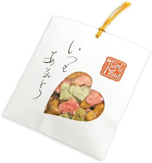 【Hozenji Arare】Gratitude Bookmark Heart Okakī 10 Packs Distribution Snacks Petit Gift Thank You Valentine White Day