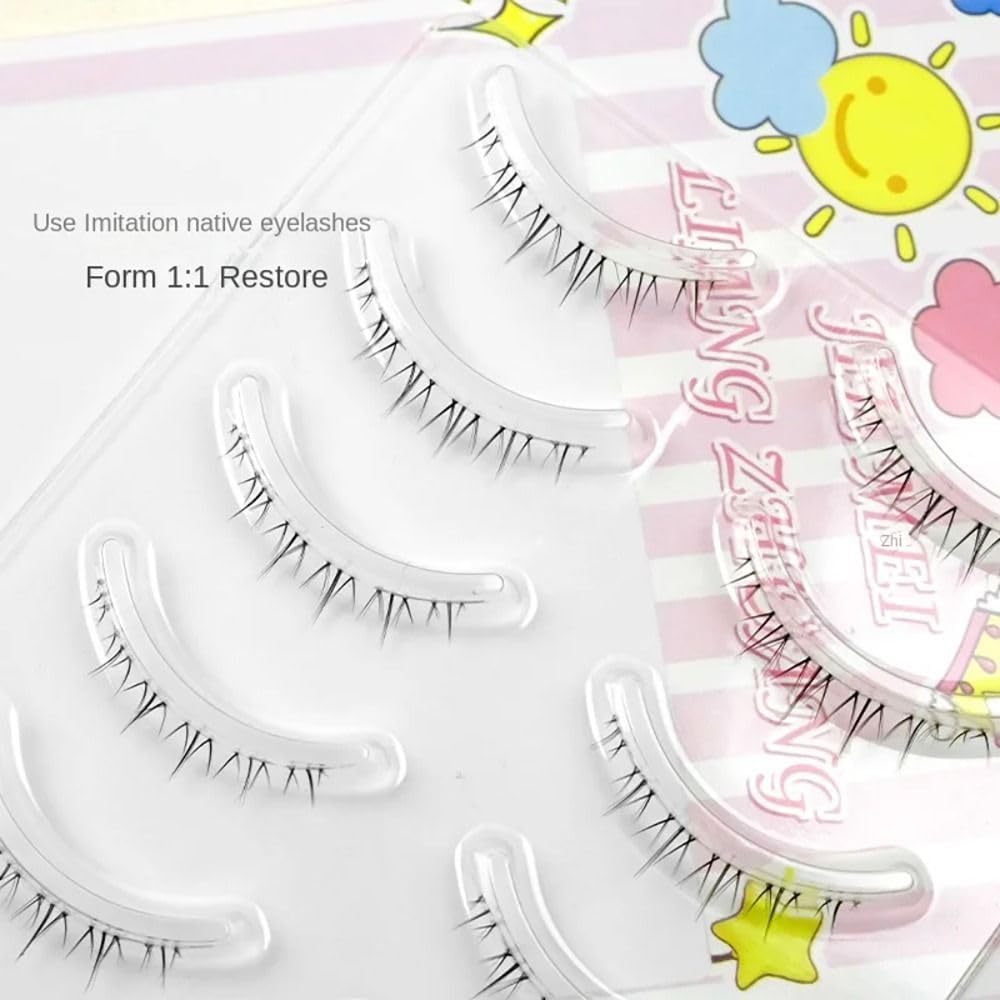 5 Pairs Transparent Stem Bottom False Eyelashes Soft Full Pair DIY One Piece False Eyelashes Small Devil Eyelash Extensions Beauty