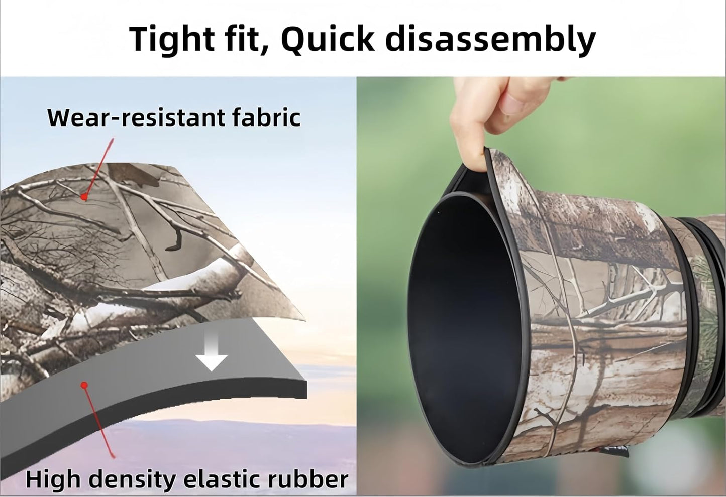 XCOAT Waterproof Camera Lens Coat for Canon RF 24-70mm F2.8 L USM, Camera Camouflage Rain Cover Lens Protective Sleeve (Jungle Camo)