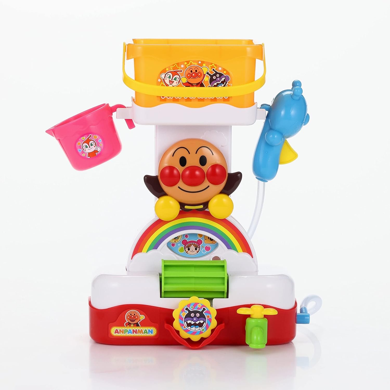 Anpanman Bathtub Shower Toy with Bucket and Rotating Mechanisms