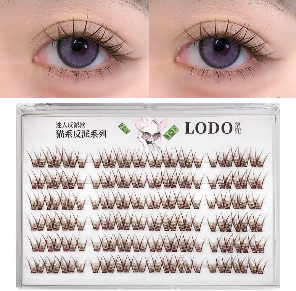 3D Brown False Eyelashes Long Natural Volume Segment Cluster Eyelashes DIY Eyelash Extensions Handmade