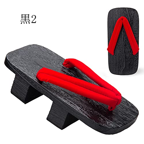 [cnstone] Men's Geta Clogs, Soft Nose Straps, Yakata/Black Lacquered Paulownia Clogs, Men's Cosplay, Two-ply Geta for Cosplay, Yukata, Summer Kimono, Unique Pattern, Men's Paulownia Clogs, Gift,