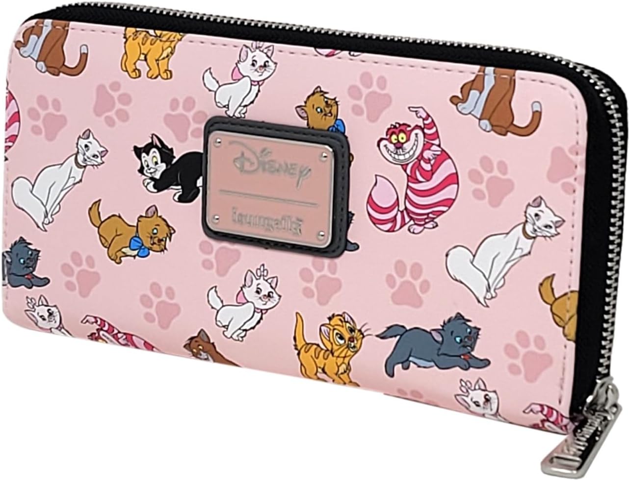 Loungefly Disney Cats - Cartera con cremallera tipo clutch de piel sintética