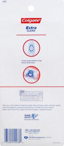 Cepillo de dientes Colgate Extra Clean, cepillo de dientes suave para adultos, 6 unidades (paquete de 1)