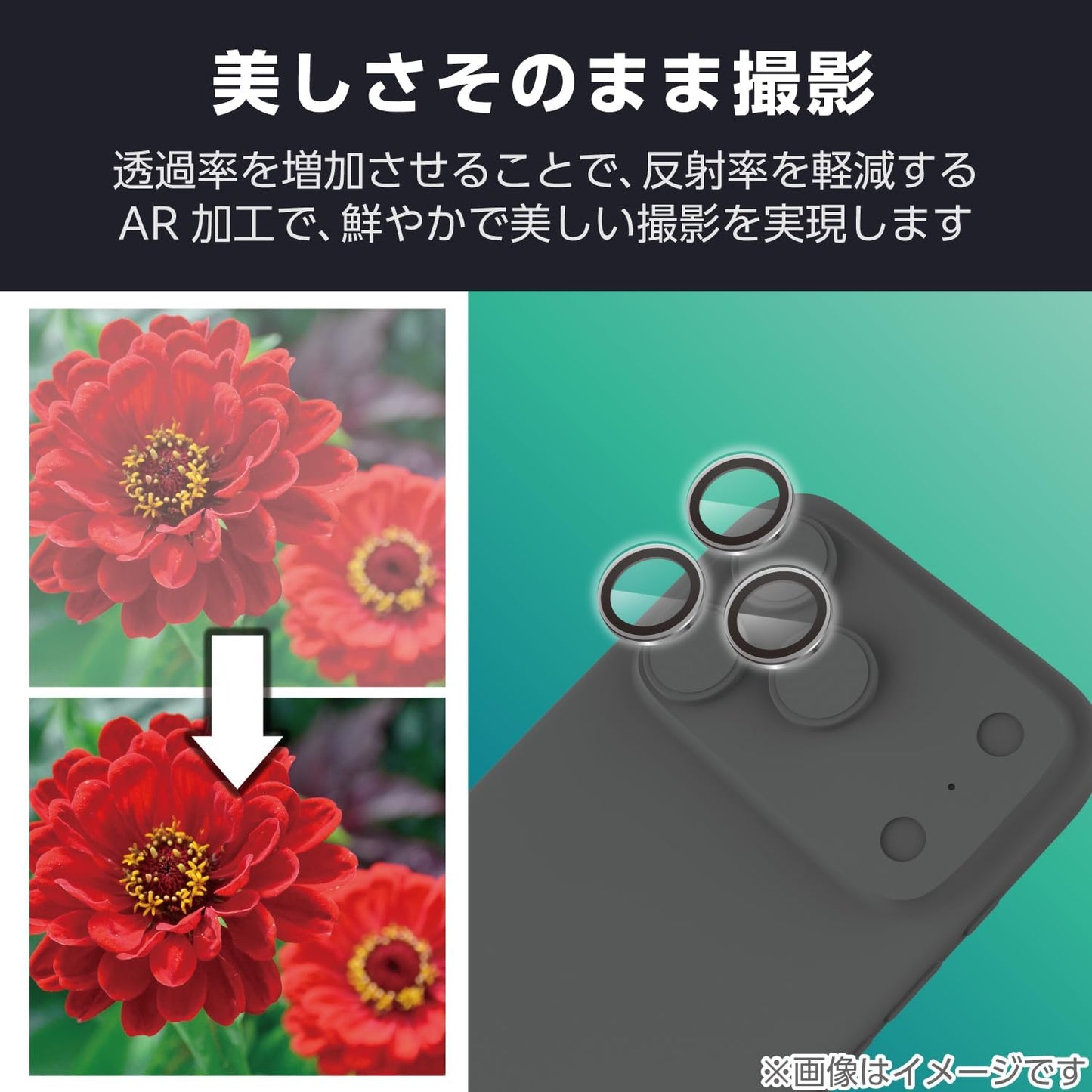 Elecom PM-A25CFLLGSV iPhone 17 Pro Camera Film, Tempered Glass, 10H Hardness, Aluminum Alloy, Black Edge, Prevents Fingerprints, Bubbles, Includes Installation Tools, Silver